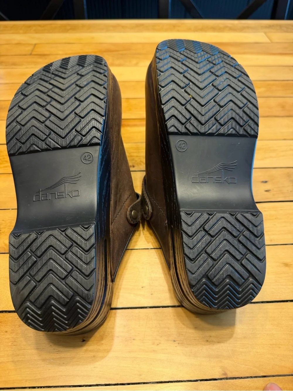 Dansko Dark Brown Leather Slip-On Clogs with Adjustable Strap - Picture 5 of 5